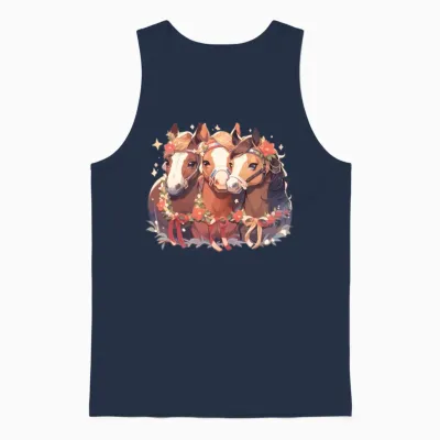Horse Horses Christmas Riding Riding Sports Unisex Tank Top - Navy