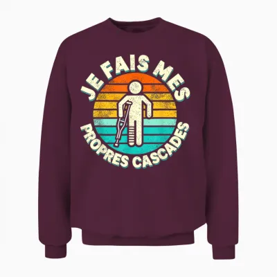 Je Fais Mes Opres Waterfalls Gift Idea Get Well Well T-Shirt, Black, S Unisex Sweatshirt - Maroon