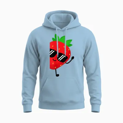 Kinder-Erdbeer-Shirt Für Jungen Oder Mädchen, Niedliches Erdbeer-Geschenk Unisex Hoodie - Light Blue