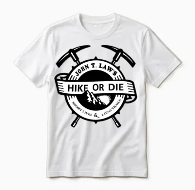 Hike or Die Mountain Crest Unisex T-Shirt - White