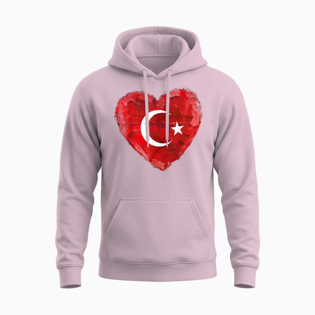 Türkei T-Shirt Mit Herz Türkische Flagge Türk Türkiye Unisex Hoodie in Light Pink