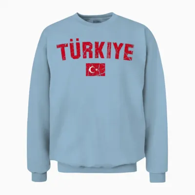 Türkiye Türkei Flagge | Damen Herren Kinder Türkei Unisex Sweatshirt - Light Blue