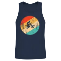 Mountainbike Retro Heartbeat Unisex Tank Top - Navy – 2
