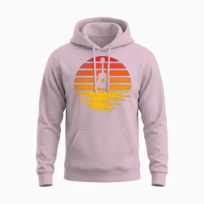 Guitar Retro Unisex Hoodie - Light Pink