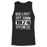 Nobody Is Perfect but Born 1974 Birthday Unisex Tank Top - Black – 2