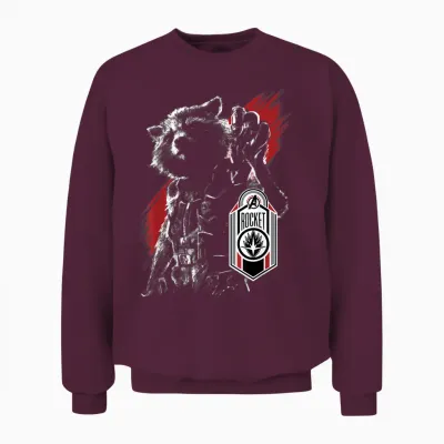 Marvel Avengers Endgame Rocket Portrait T-Shirt, Black Unisex Sweatshirt - Maroon