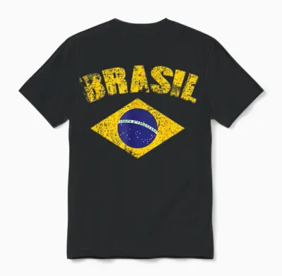 Brasilianische Nationalflagge Vintage Patriotischer Fußball Brasilien Unisex T-Shirt - Black