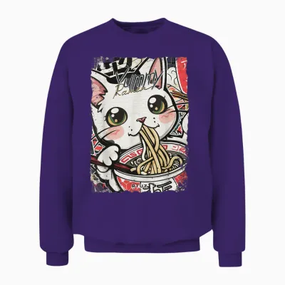 Ramen Nudeln Katze Japan Y2k Kawaii Retro Katzen Manga Anime Unisex T-Shirt Schwarz S Unisex Sweatshirt - Purple