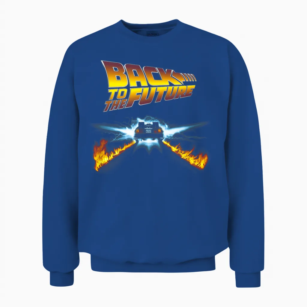 Back to the Future Delorean and Logo Unisex Sweatshirt in Royal