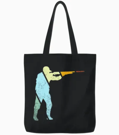 Hunting Retro Tote Bags - Black