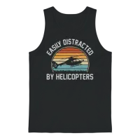 Easily Distracted by Helicopters Funny Helicopter Unisex Tank Top - Black – 1