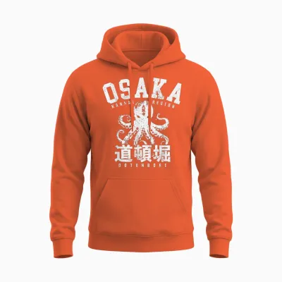 Osaka Japan Takoyaki Dotonbori Octopus Graphic Japanese Unisex Hoodie - Orange