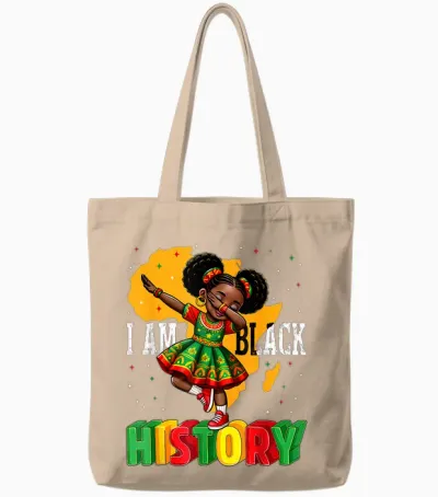 African American Girl Kid I Am Black History Month Tote Bags - Natural