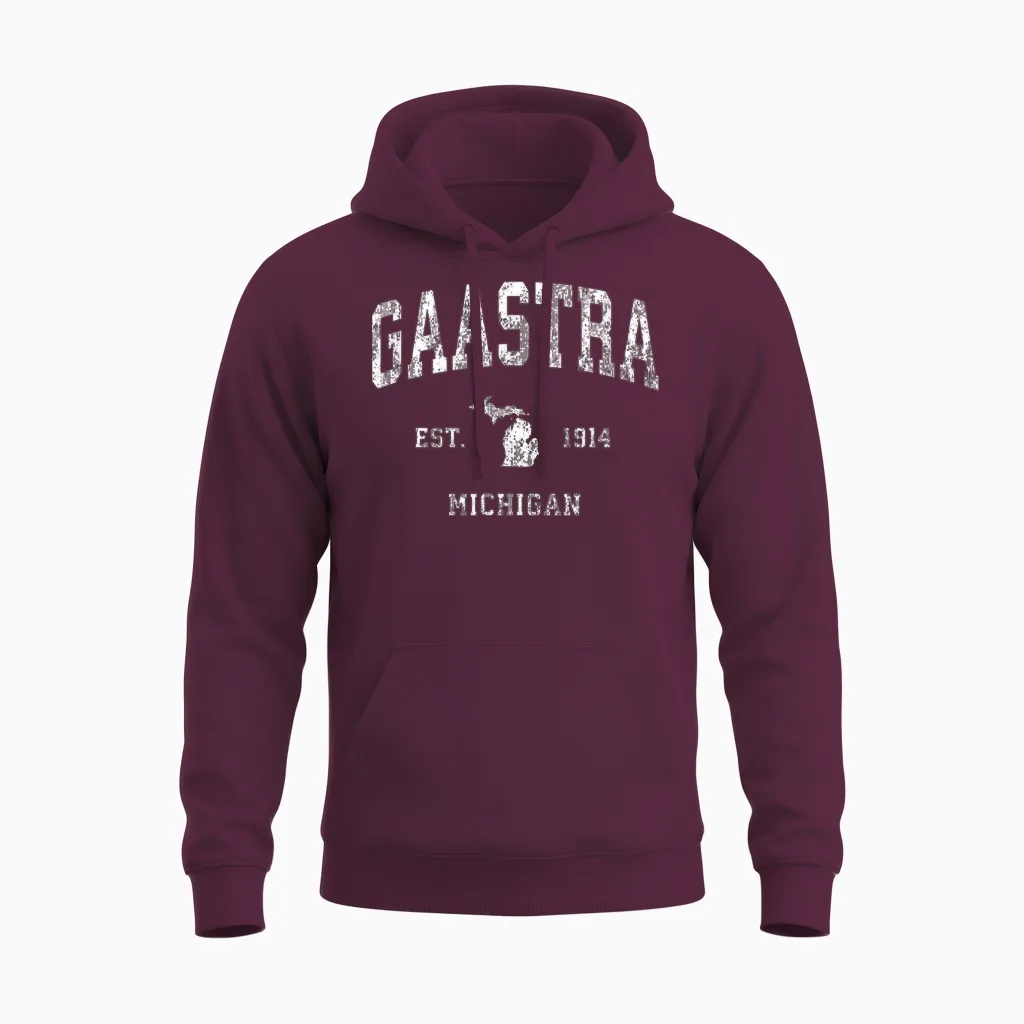 Gaastra Michigan Mi Athletisches Sportdesign Im Vintage-Stil Unisex Hoodie in Maroon