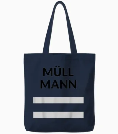 Müllmann Costume Rubbish Driver Trash Collection Fancy Dress Children's Men's T-Shirt, Orange Tote Bags - Navy