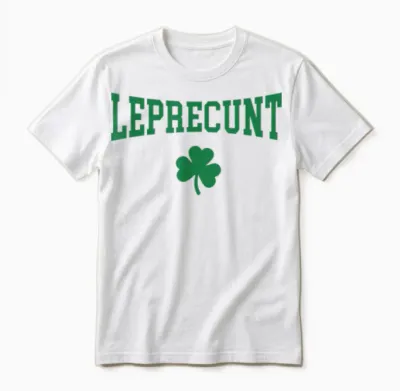 Leprecunt Irish St Patricks Day Funny Shamrock Unisex T-Shirt - White