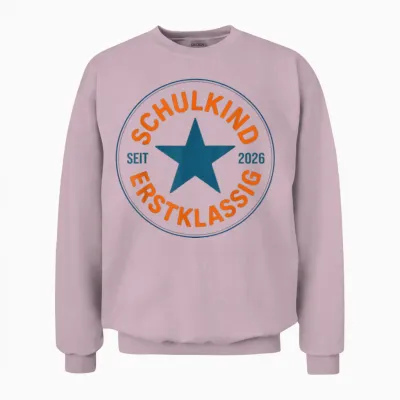 Schulkind 2026 Einschulung Stern Motiv Erstklassig Kinder Unisex Sweatshirt - Light Pink