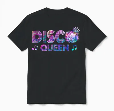 70s Vintage Costume Ladies Girls Disco Queen Unisex T-Shirt - Black