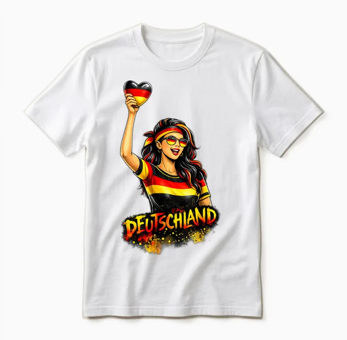 Deutschland T-Shirt Herz Deutsche Flagge Germany Unisex T-Shirt in White