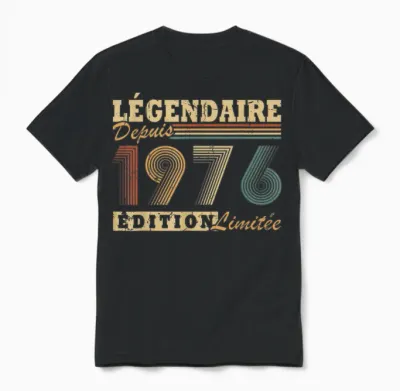 Légendaire Depuis 1976 Vintage Cadeau D'anniversaire 50 Ans Unisex T-Shirt - Black