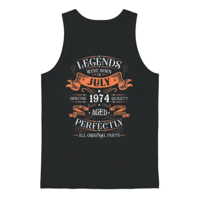 1974 in July Retro Unisex Tank Top - Black