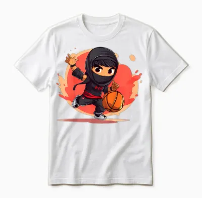 Kinder Ninja Junge Spielt Basketball Unisex T-Shirt - White
