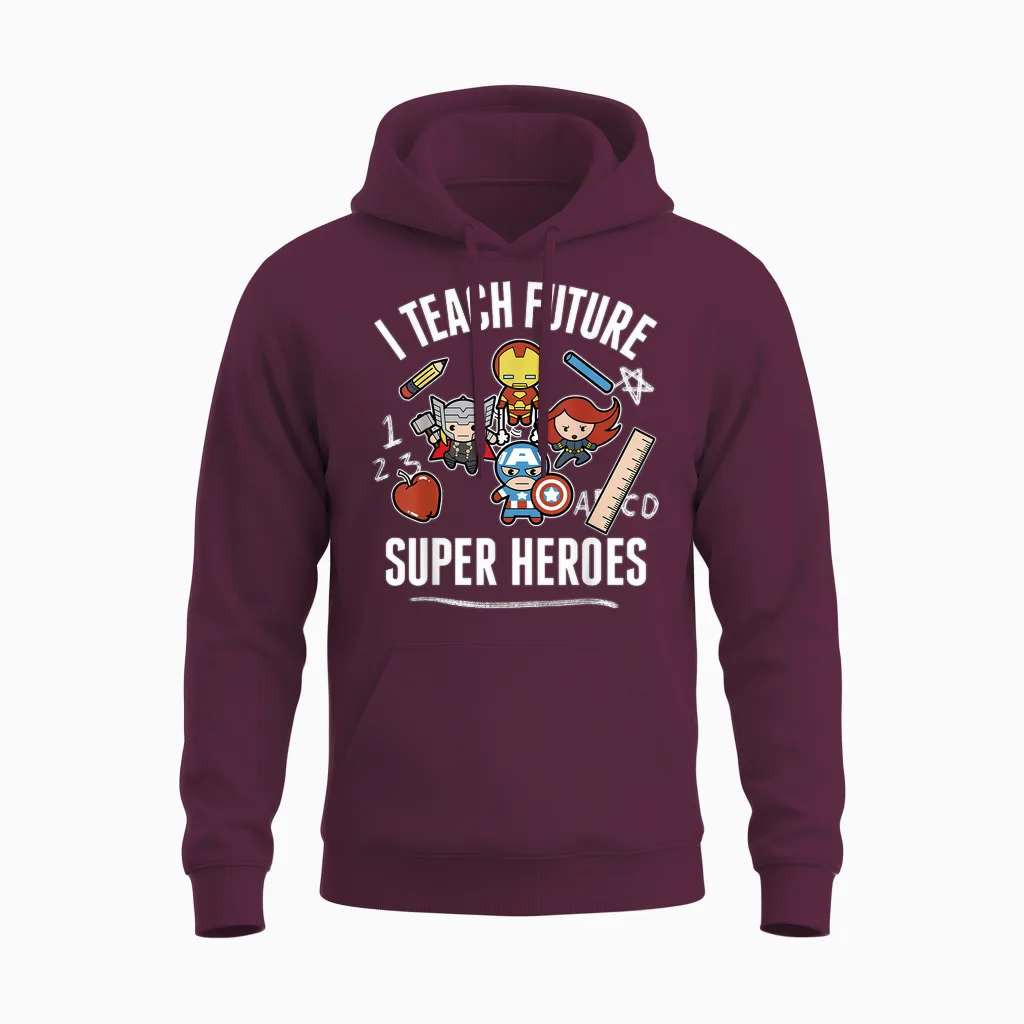 Marvel Avengers Classic I Teach Super Heroes Graphic Unisex Hoodie in Maroon