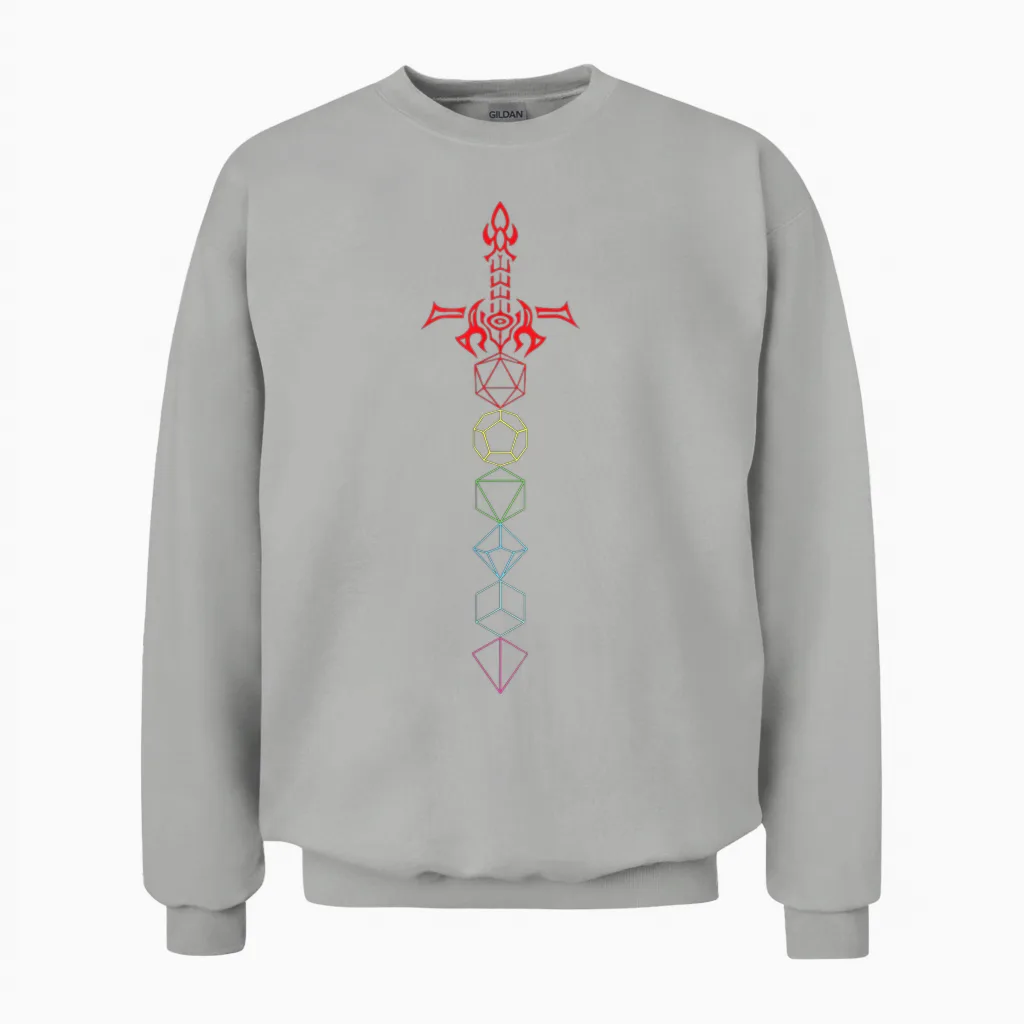 Dice Set Sword - Rpg Tabletop Games D20 Tabletop Unisex Sweatshirt in Ash