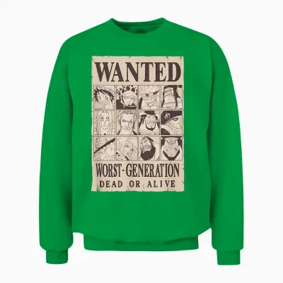 One Piece Anime Worst Generation Wanted Poster Collage Unisex Sweatshirt - Irish Green