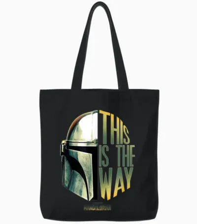 Star Wars: the Mandalorian This Is the Way Helmet Logo Stack Tote Bags - Black