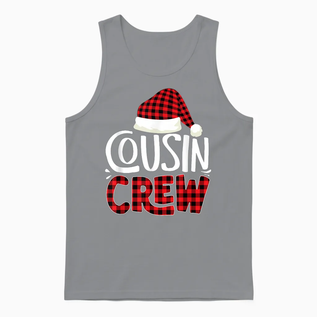 Cousin Crew Family Group Matching Christmas Pajama Party Unisex Tank Top in Sport Grey
