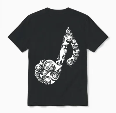 French Horn Drawing Unisex T-Shirt - Black