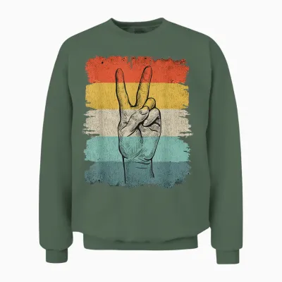 Frieden Handzeichen Peace Retro Unisex Sweatshirt - Military Green