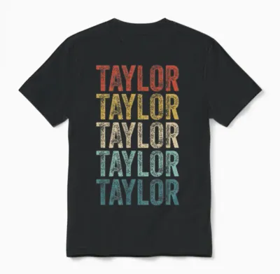 Name Retro Kids Fans Men Women Taylor T-Shirt, White, S Unisex T-Shirt - Black