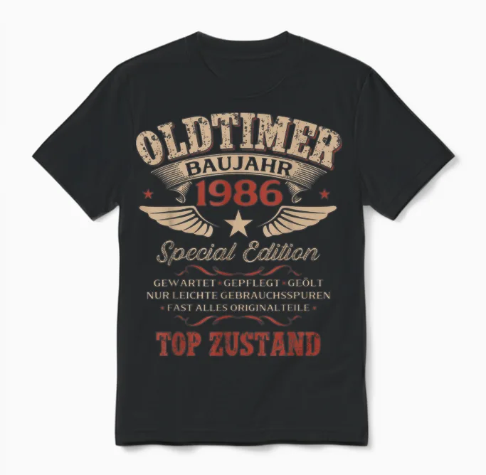 Geschenk Zum 40. Geburtstag Jahrgang 1986 Oldtimer Lustiges Unisex T-Shirt in Black