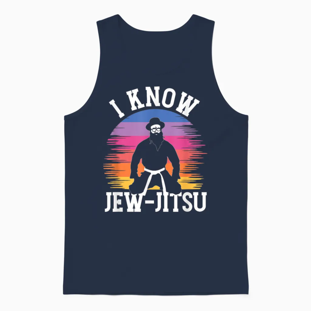 Funny I Know Jew-Jitsu | Jüdisches Judentum | Hebräisch Israel Unisex Tank Top in Navy