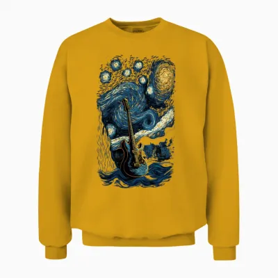 Starry Guitar Guitarist Rock Concert Festival Unisex Sweatshirt - Gold