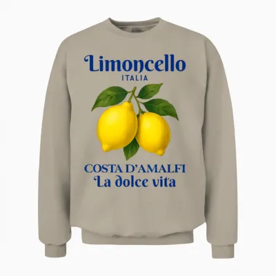 Amalfi Coast Retro Italia Lemon Coastal Unisex Sweatshirt - Sand