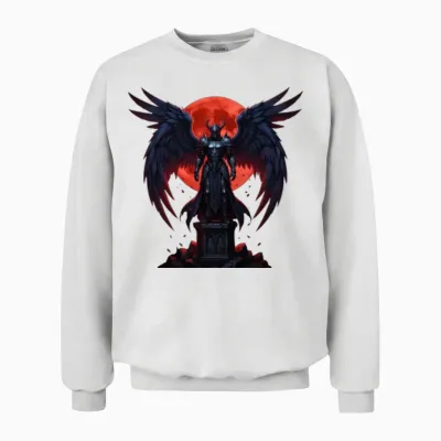 Crimson Moon Dark Angel Knight Unisex Sweatshirt - White