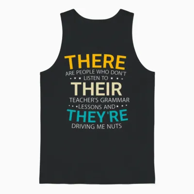 Funny English Grammar Unisex Tank Top - Black