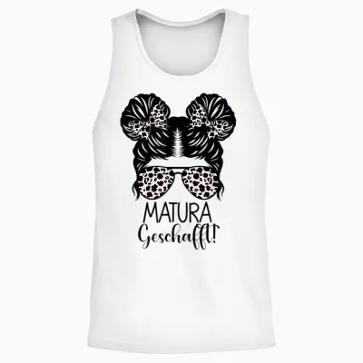 Matura Geschafft 2026 Messy Bun Maturaabschluss Unisex Tank Top - White