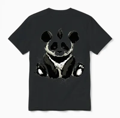 Inked Panda Bear Unisex T-Shirt - Black
