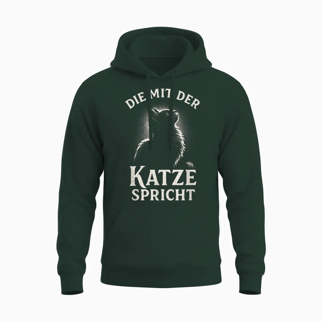 Die Mit Der Katze Spricht - Katzen Spruch Unisex Hoodie in Forest