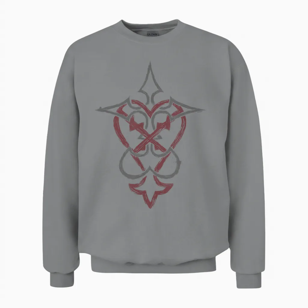 Disney Kingdom Hearts Mixed Crossed Key Dual Tone Logo Unisex Sweatshirt - Sport Grey