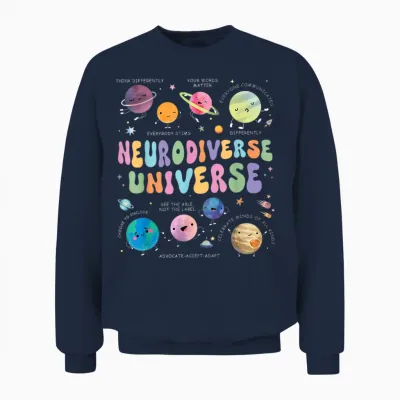 Neurodiverse Universe Autism Awareness Understand Accept Unisex Sweatshirt - Navy