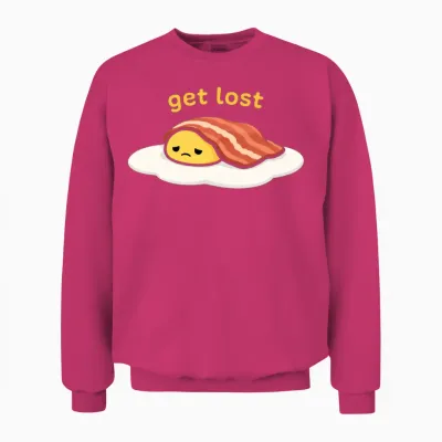 Get Lost - Funny Sad Egg & Bacon Graphic Unisex Sweatshirt - Heliconia