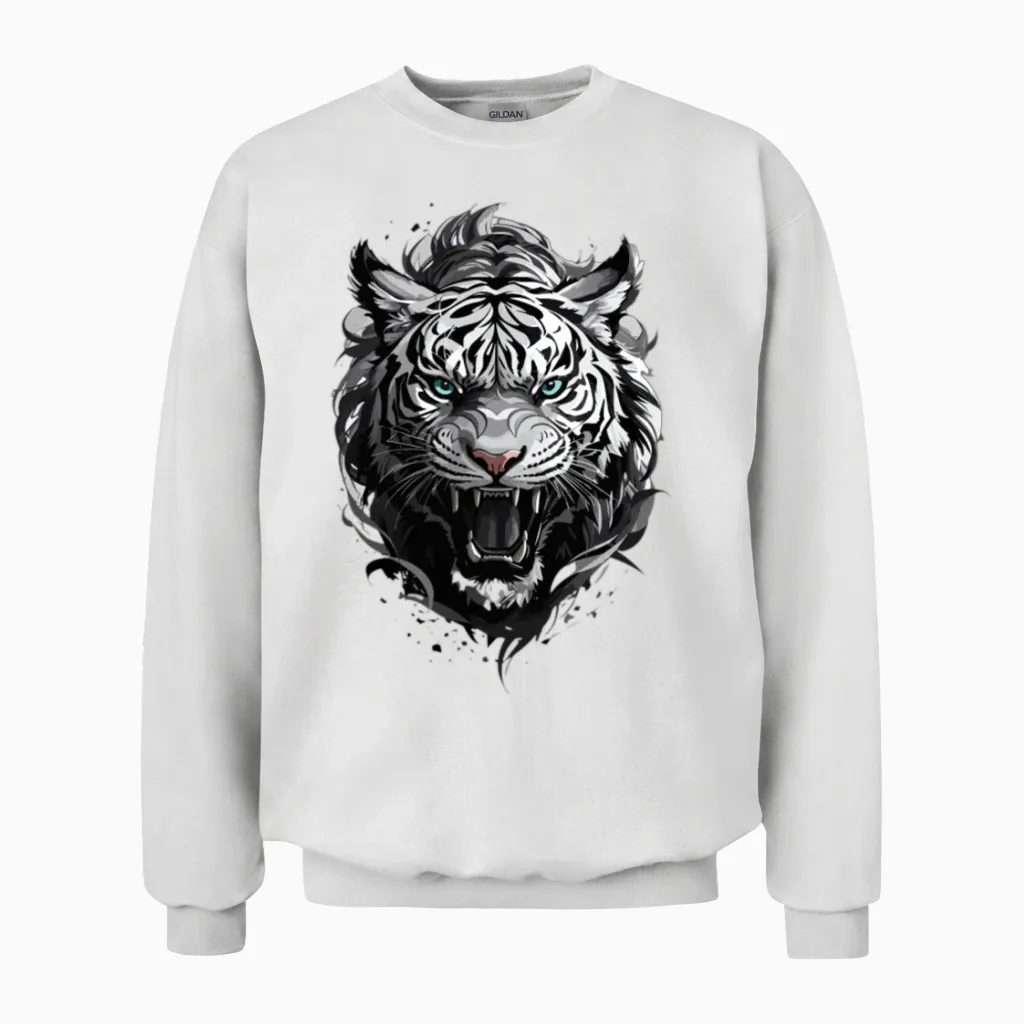 Fanny, Beautiful Tiger Design .cool Tiger Design Unisex Sweatshirt in White