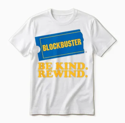 Blockbuster Be Kind Rewind Vintage Ticket Logo Unisex T-Shirt - White