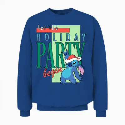 Amazon Essentials Stitch Santa Let the Holiday Party Begin Unisex Sweatshirt - Royal