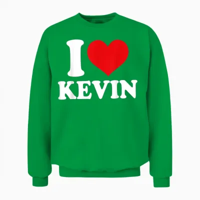 I Love Kevin, I Heart Kevin, Red Heart Valentine Unisex Sweatshirt - Irish Green